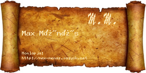 Max Ménás névjegykártya